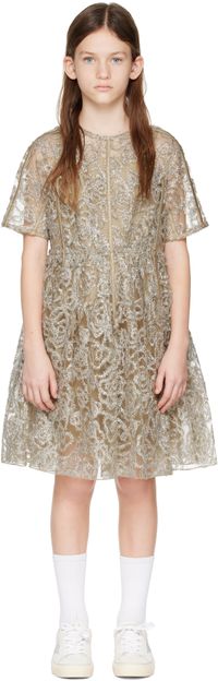 Burberry Kids Beige & Gold Metallic Dress