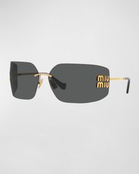 MU 54YS 80 Rimless Titanium Wrap Sunglasses