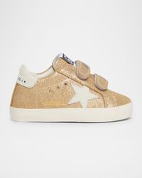 Girl's School Metallic Suede Star Sneakers, Baby