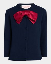 Satin Bow Crewneck Cardigan