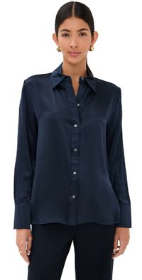 TWP Joey Button Down Silk Top Midnight M