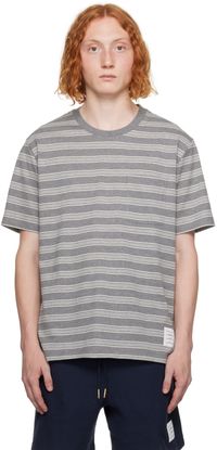 Thom Browne Gray Striped T-Shirt