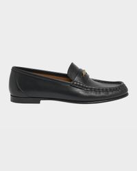 Leather Logo Chain Penny Loafers