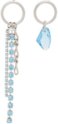 Justine Clenquet SSENSE Exclusive Silver & Blue Ewan Earrings