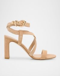 Maven Suede Buckle Block-Heel Sandals