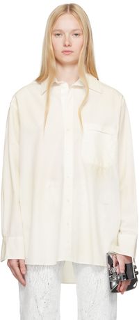 MM6 Maison Margiela Off-White Light Cotton Poplin Long-Sleeved Shirt
