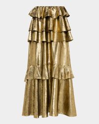 Vilhelmine Metallic Tiered Maxi Skirt