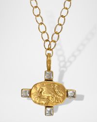 Chariot and White Topaz Pendant Necklace