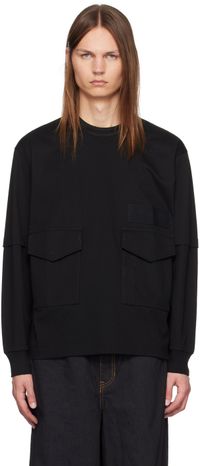 sacai Black Flap Pocket Long Sleeve T-Shirt