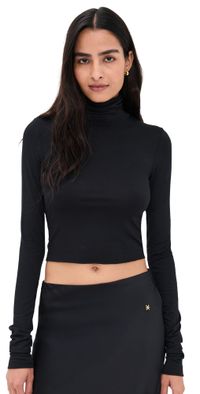 Éterne Cropped Fitted Turtleneck Top Black M