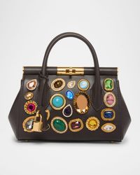 Marlene Small Jeweled Leather Top-Handle Bag