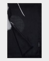 Windflower Print Cashmere-Silk Scarf