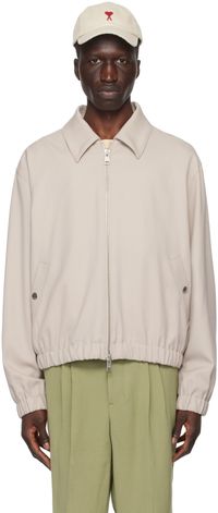 AMI Paris Taupe Ami De Cœur Bomber Jacket