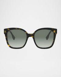 FF Diamonds Square Havana Acetate Sunglasses