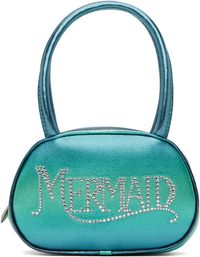 Amina Muaddi Blue Superamini Mermaid Bag