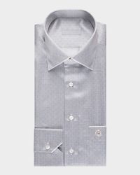 Men's Micro-Geometric Silk Dress Shirt