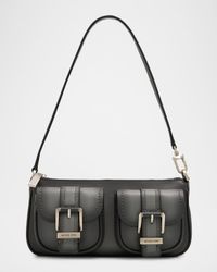 Zoe Small Burnished Leather Pochette Shoulder Bag