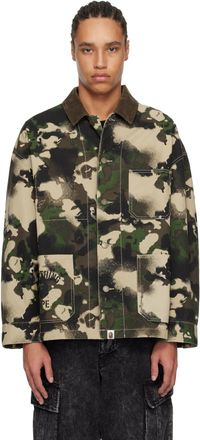 BAPE Blouson de travail vert à motif camouflage Map