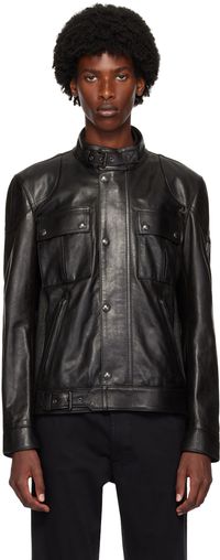 Belstaff Black Hand-Waxed Gangster Leather Jacket