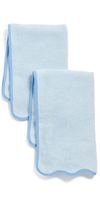 Weezie Scallop Hand Towels 2 Pack French Blue on Light Blue One Size
