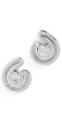 Luv Aj Wave Bezel Twist Studs Silver One Size
