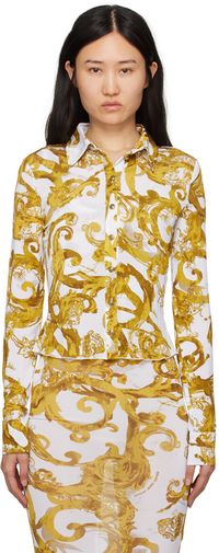 Versace Jeans Couture T-shirt à manches longues blanc à image à logo imprimée