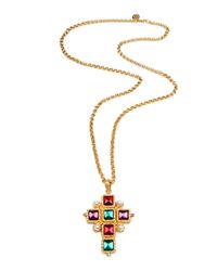 Cross Pendant Necklace w/ Square Stones