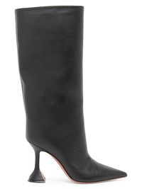 Women's 100MM Sculpted-Heel Leather Boots - Nappa Black - Size 10.5