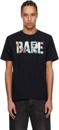 BAPE T-shirt noir à logo à motif camouflage Map et effet pochoir