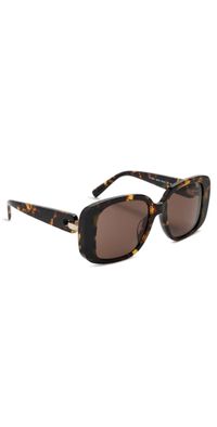 Tory Burch Pierced Oversized Square Sunglasses Brown Tortoise One Size