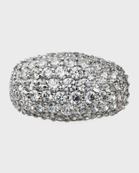 14k White Gold Pave Dome Ring, Size 4-8