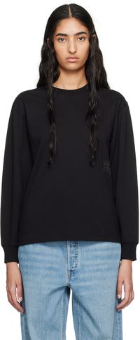 alexanderwang.t T-shirt à manches longues noir à logo étagé gaufré
