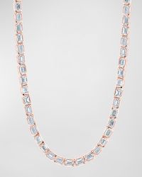 18K Gold East West Bezel Set Emerald-Cut Diamond 16" Tennis Necklace, 10.00tcw