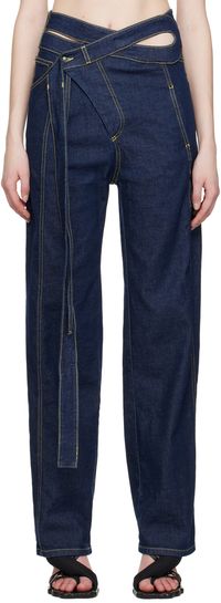 Ottolinger SSENSE Exclusive Blue Wrap Jeans
