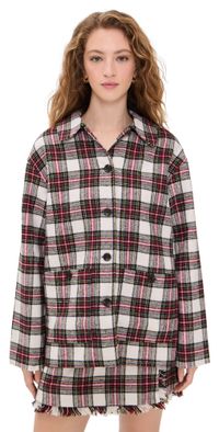 WAYF Morgan Jacket Ivory Plaid XS