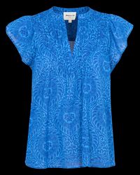 Maison 123 - Top Col V en coton - Taille 44 - Bleu