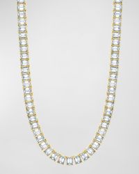 x Danielle Klein 18K Gold 16" North South Prong Set Emerald-Cut Diamond Tennis Necklace, 17.90tcw