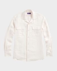 Men's Textured Linen-Blend Camp Shirt