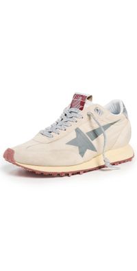 Golden Goose Running Marathon Spur Printed Star Sneakers Beige/Silver 38