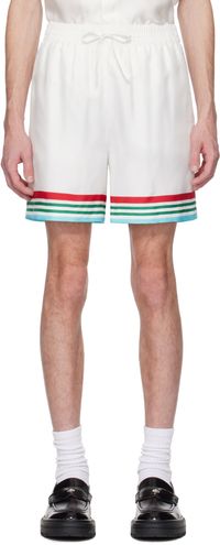 Casablanca White 'Casa Way' World Series Silk Shorts