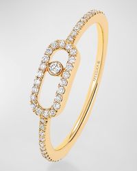 Move Uno 18K Yellow Gold Diamond Pavé Ring, EU 52 / US 6