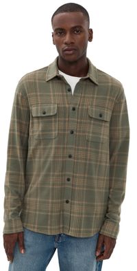 Faherty Legend Sweater Shirt Woodland Olive Plaid XXL