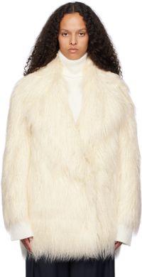 The Frankie Shop Off-White Liza Short Faux-Fur Coat