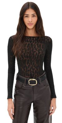 Wolford Leo String Thong Bodysuit Black/Black XS