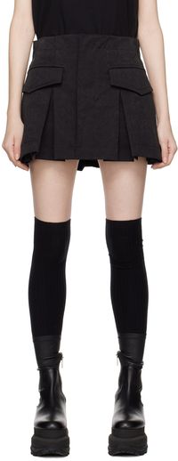 sacai Black Wrap Faux-Suede Skort