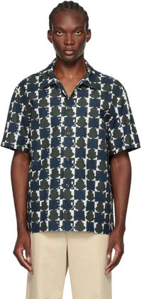 Moncler Green & Blue Logo Print Shirt