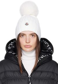 Moncler White Pom-Pom Beanie