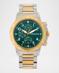 Ferragamo Sport Chrono 44mm Two Tone Bracelet Watch