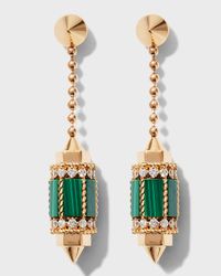 18k Rose Gold Diamond & Malachite Drop Earrings