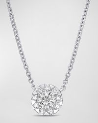 18k White Gold Diamond Bouquet Fashion Necklace, 18"L, 0.18tcw